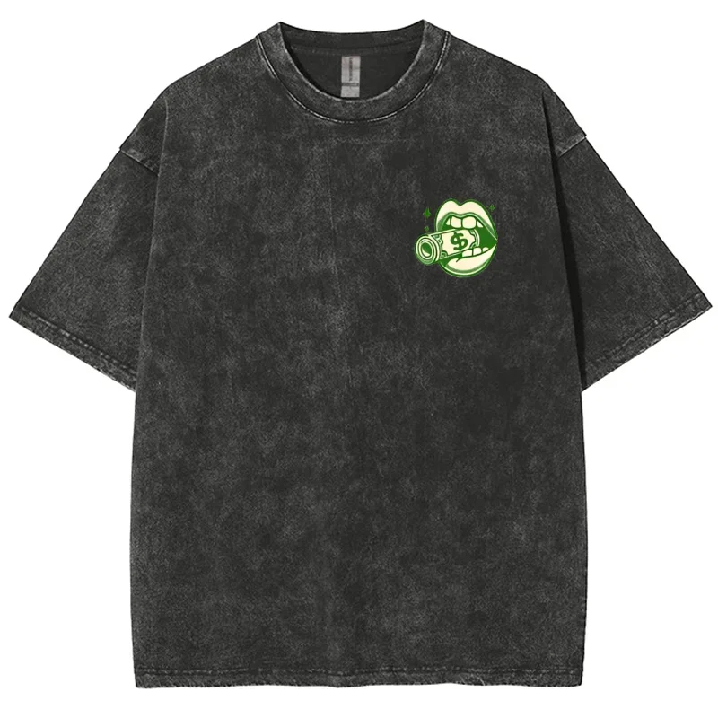 

Зеленая женская футболка с буквенным принтом, свободная, негабаритная, с коротким рукавом, 2024, модный джинсовый топ в американском винтажном стиле Харадзюку