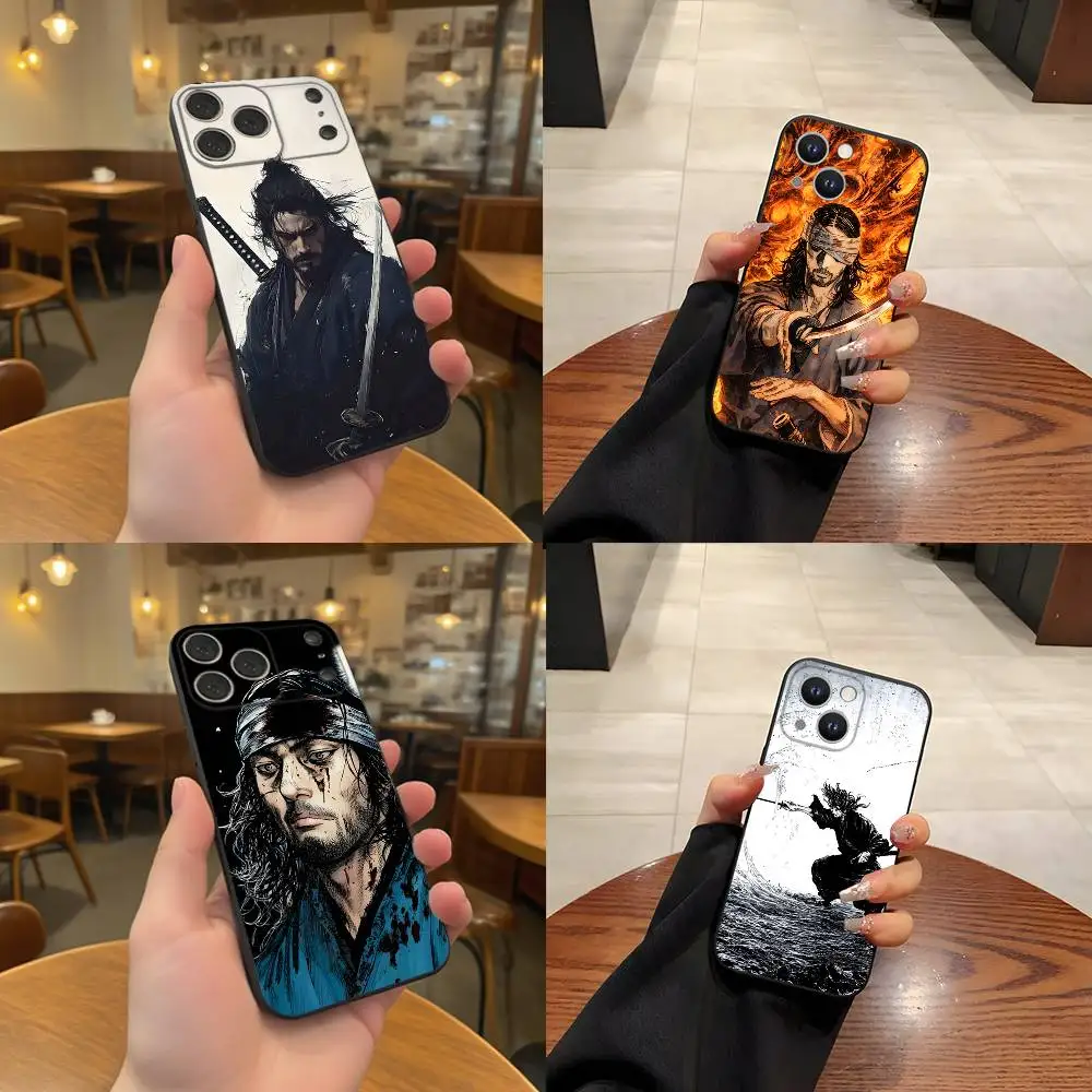 

Vagabond Miyamoto Musashi Phone Case For iPhone 17,16,15,14,13,12,11,Pro,Max,Plus Black Shockproof Soft Cover
