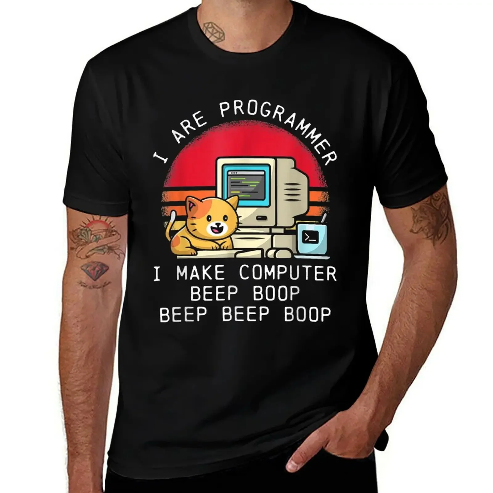 Vintage I Are Programmer Cat Cute Beep Boop Retro T-Shirt luxury designer custom t-shirts affliction shirts men t shirts