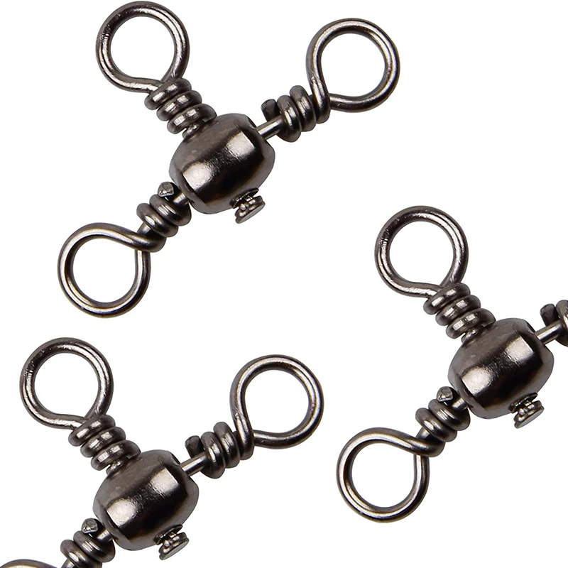 50 Pcs 3 Way Swivel with 360° Rotation,Strong T-Shape Swivel Rings for Saltwater Freshwater Fishing Tangle-Free Smooth Connector