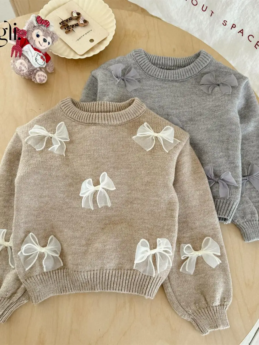 Maglione versatile da ragazza primavera autunno lavorato a maglia con nodo irt lungo Sve rotondo Ne Base irt coreano Sle Faionable