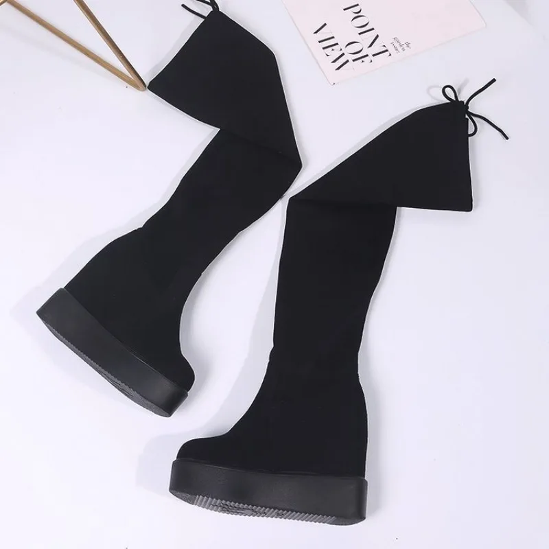 Comemore 2022 Fashion Hidden Heel Woman Long Over-the-knee Boot Women\'s Winter Platform High Socks Boots for Women Shoes Heels