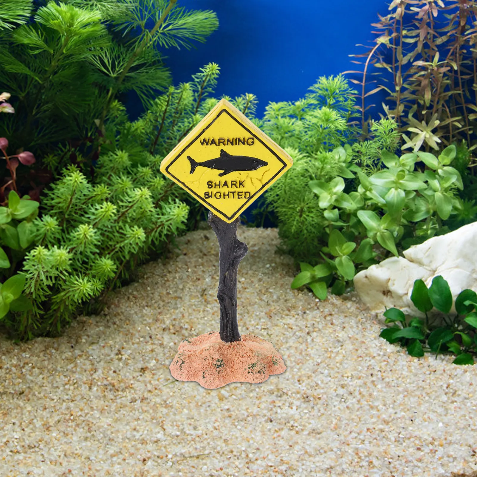 Aquarium Warning Sign Resin Ornament Fish Tank Decoration Mini Street Sign Aquascape Landscape Decor