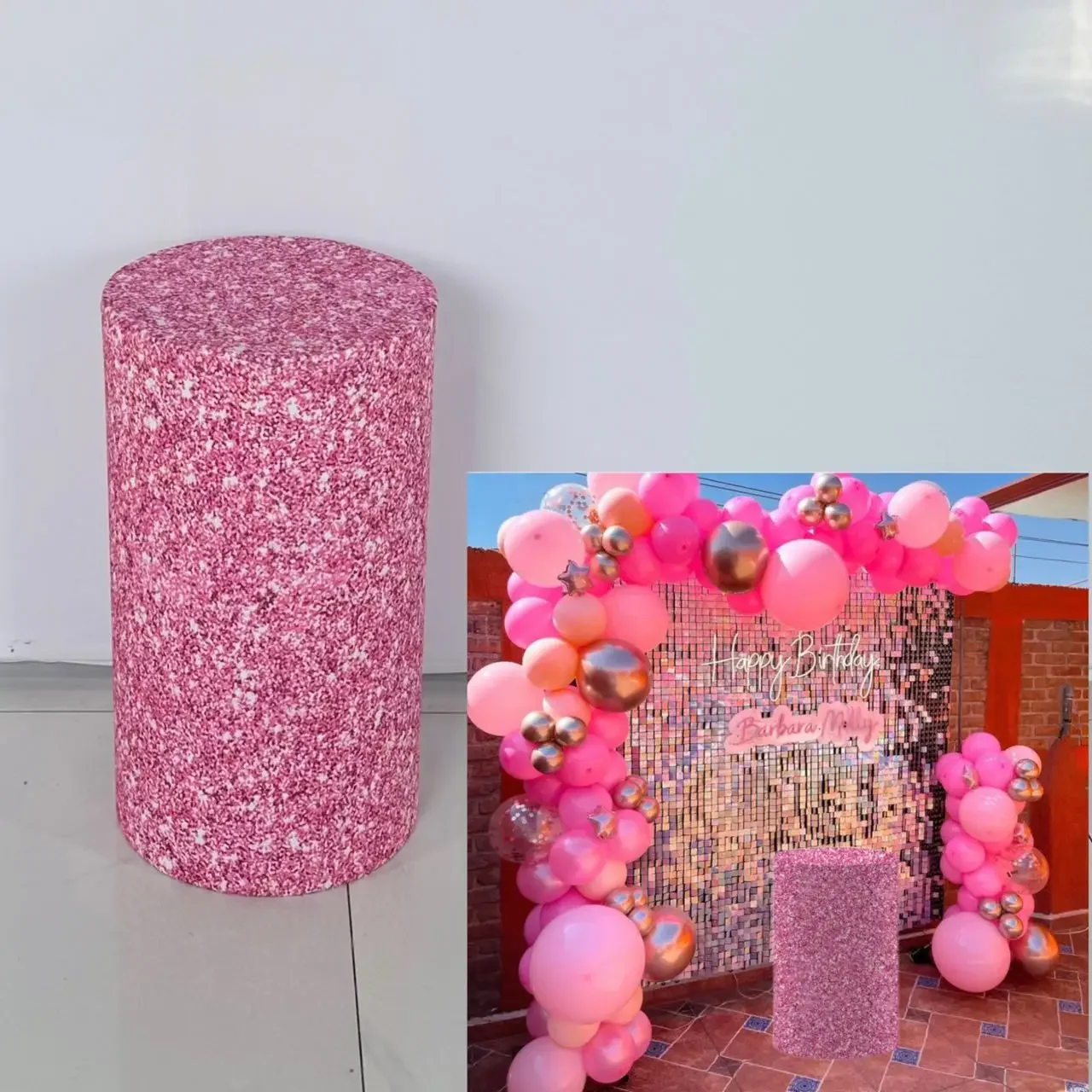 Rosa Blitz zylinder abdeckung für Geburtstags feiern, Hochzeits-und Babyparty-Dekorations requisiten, elastischer Stoff