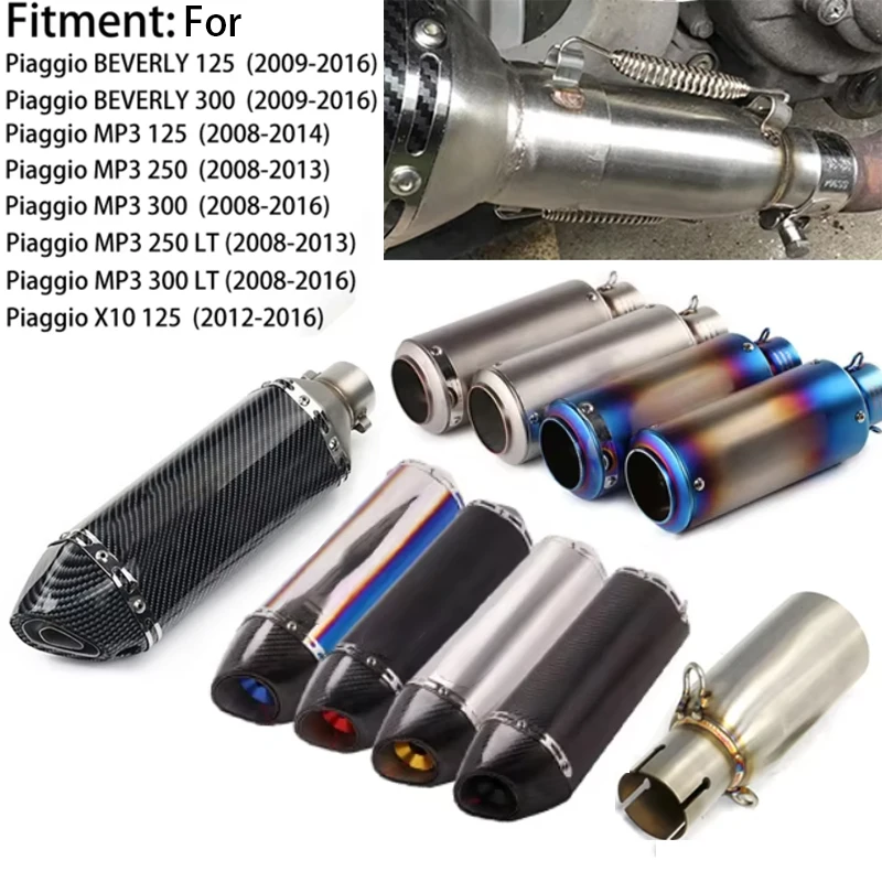 

For 2008-2016 Piaggio BEVERLY MP3 125 250 300 LT X10 Motorcycle Exhaust Tailpipe Middle Link Connect Pipe Muffler Tube Slip On