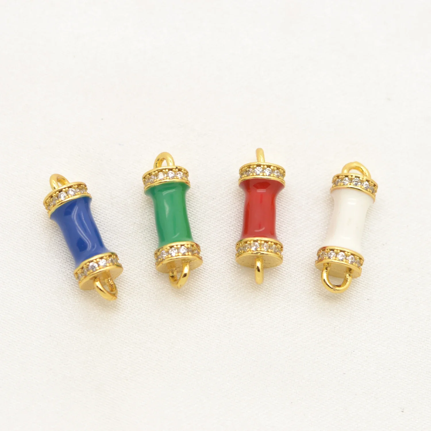 

Enamel Zircon Connector Handmade for Jewelry Making Bracelets Necklaces Fashion Multi-color Spacer Beads Charms Wholesale 3Pcs