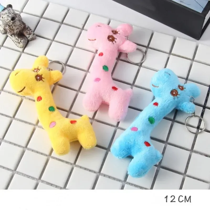 Kawaii Plush Giraffe Stuffed Toys Cartoon Animal Doll Keyring Soft Cute Plush Keychain Pendant for Kids Baby Children Funny Gift