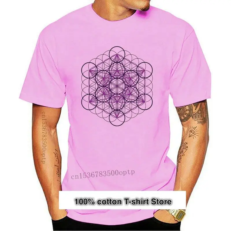 

Camiseta de tetraedro de estrella Merkaba para hombre, ropa informal de flor de la vida púrpura, talla S a 3Xl, nueva