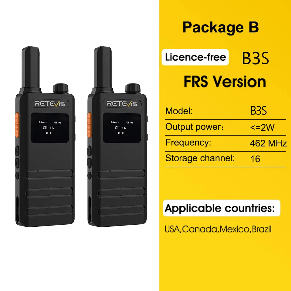 Top! B63S Walkie Talkie with LCD Screen Portable Ultra-thin Walkie-talkie PMR/FRS License-free Two Way Radio Type C Charging