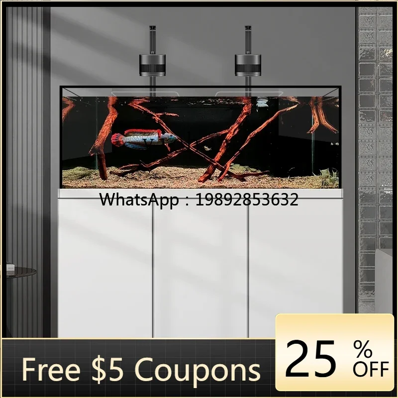 

ZZ aquarium fish tank living room bottom filter landscaping ultra-white integrated tensile right angle overflow