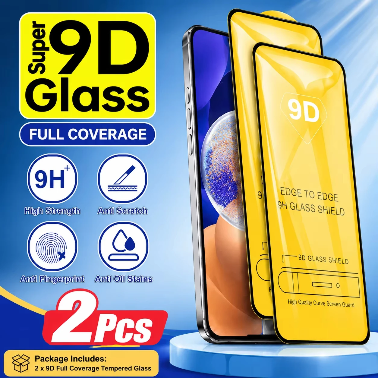 1-2PCS 9D Protective Glass For Samsung S24FE A56 A36 A55 A35 A57 A53 A71 A72 A54 Screen Protector A33 A26 A16 A17 A15 A24 A05S