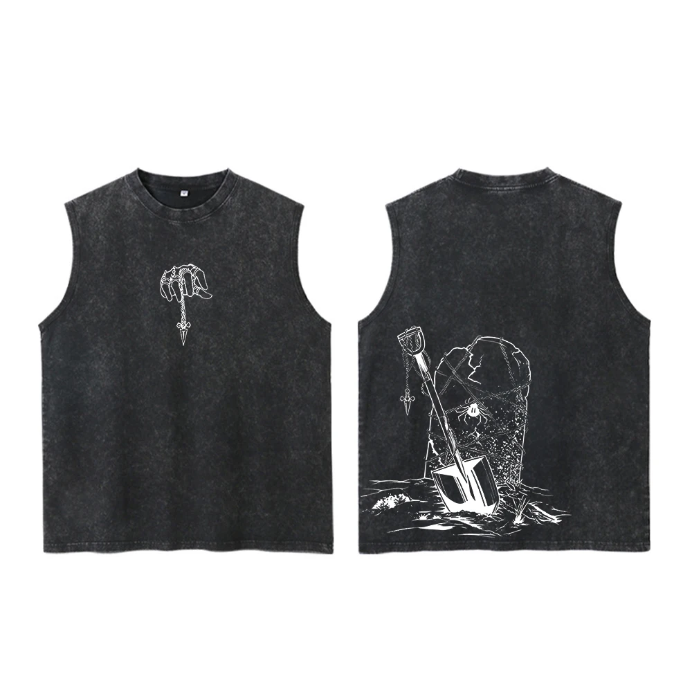 Anime Hunter X Hunter Acid Vest 100% Cotton Printed Sleeveless Retro Gothic Harajuku Style Black Performance Clothes Unisex view 6