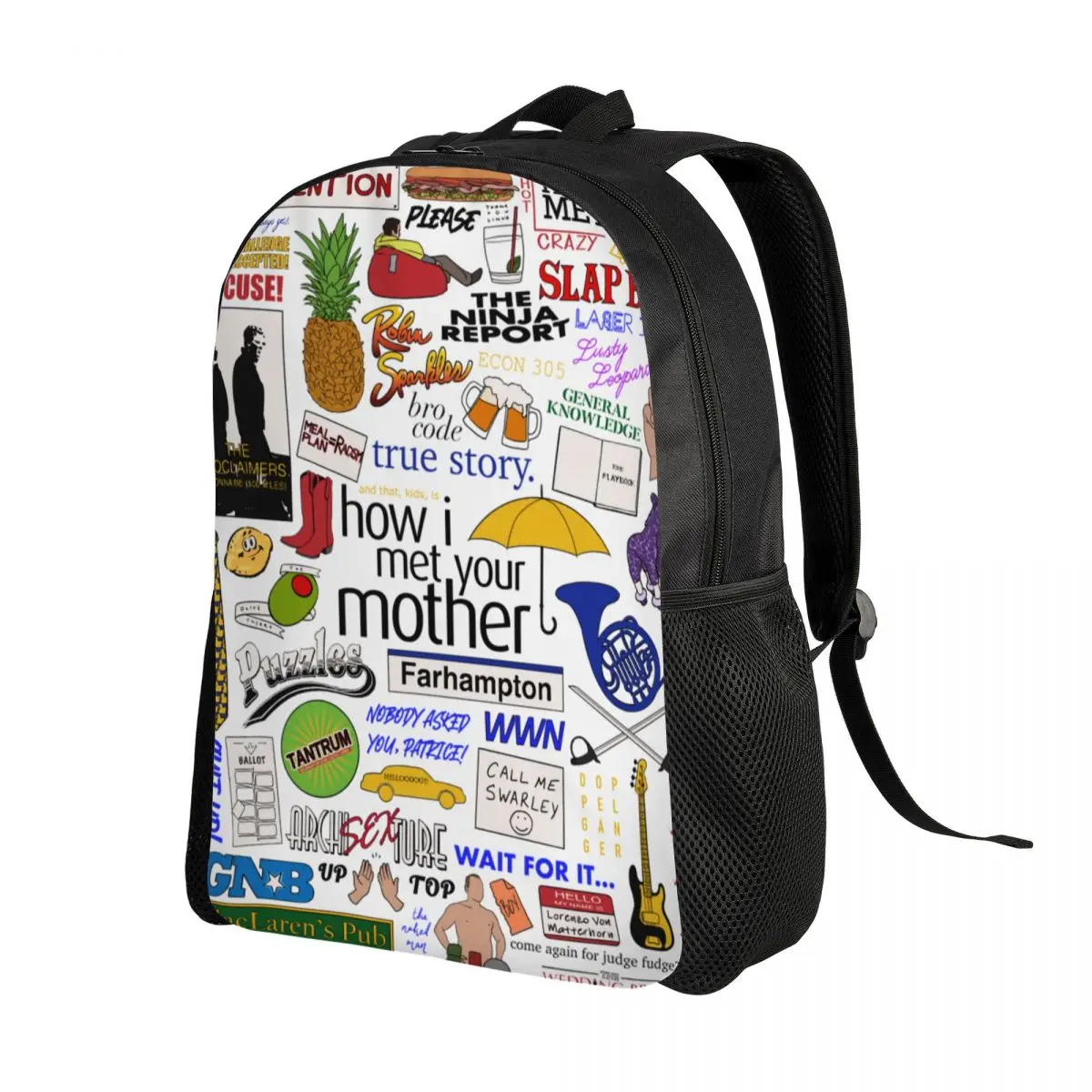 Custom Intervention How I Met Your Mother Symbol Backpacks  Water Resistant College School TV Show Bag Printing Bookbags