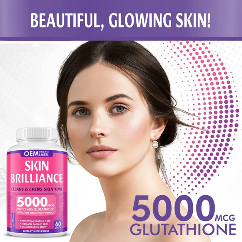 Glutathion Whitening 60 Capsules 5000mcg Effectief Huidverlichtingssupplement-Donkere Vlekken, Melasma En Acne Littekenverwijderaar