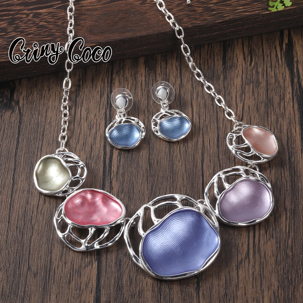 Cring Coco New Round Necklaces Fashion Popular Charm Delicate Necklaces Earring Sets Trendy Jewelry for Women Girls 2023