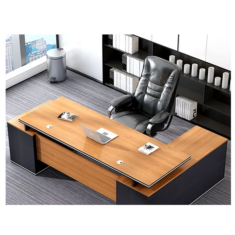 High End Office Furniture Luxury Executive Boss Office Desk L Shaped Wooden CEO Work Office Table