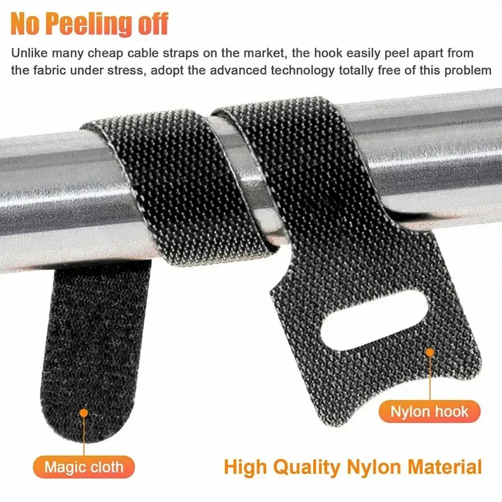 50pc/100pc Reusable Cable Ties with Adjustable Winding Hooks, Nylon Ties, Magic Tape Loop Ties, Data Cable Sorting Tool