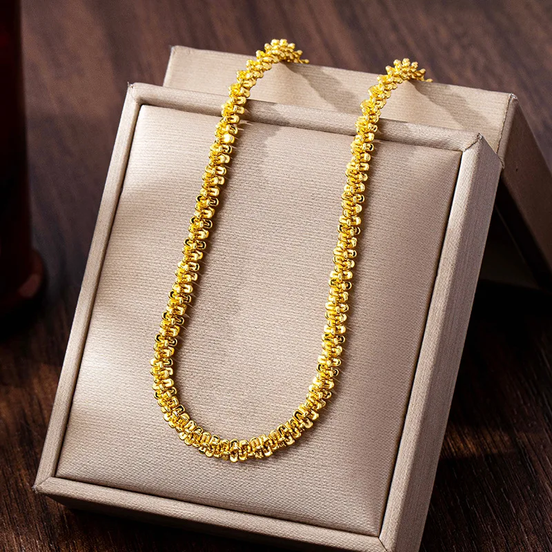 Southeast Asian Jewelry Snowflake Fuzzy Caterpillar Necklace Women Gold Plated Bracelet Anklet Set Lucky Fortune Blessing Wealth