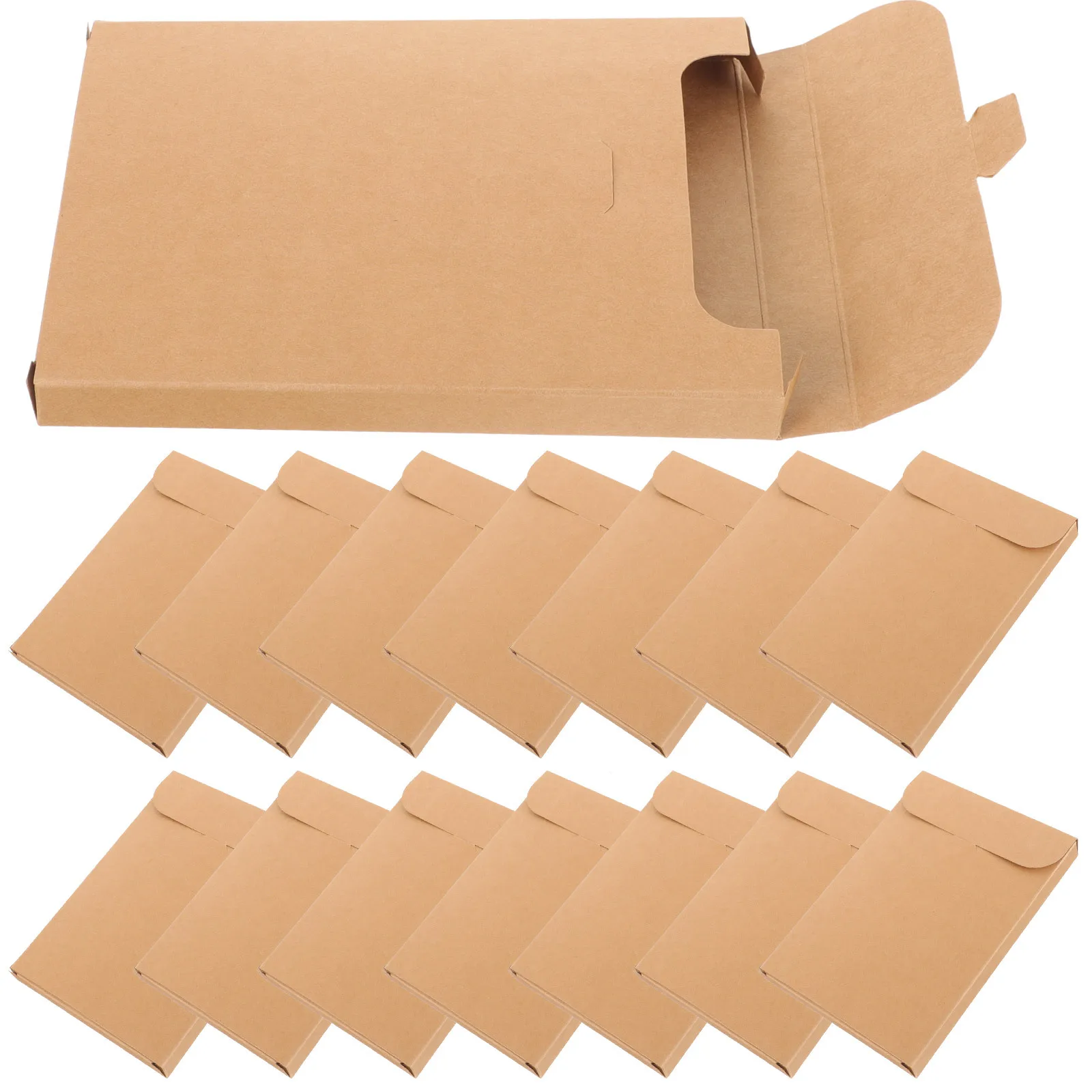 20Pcs Kraft Paper Postcard Storage Box Elegant Packaging for Photos Pictures Cards Envelopes Invoices Postcard Box