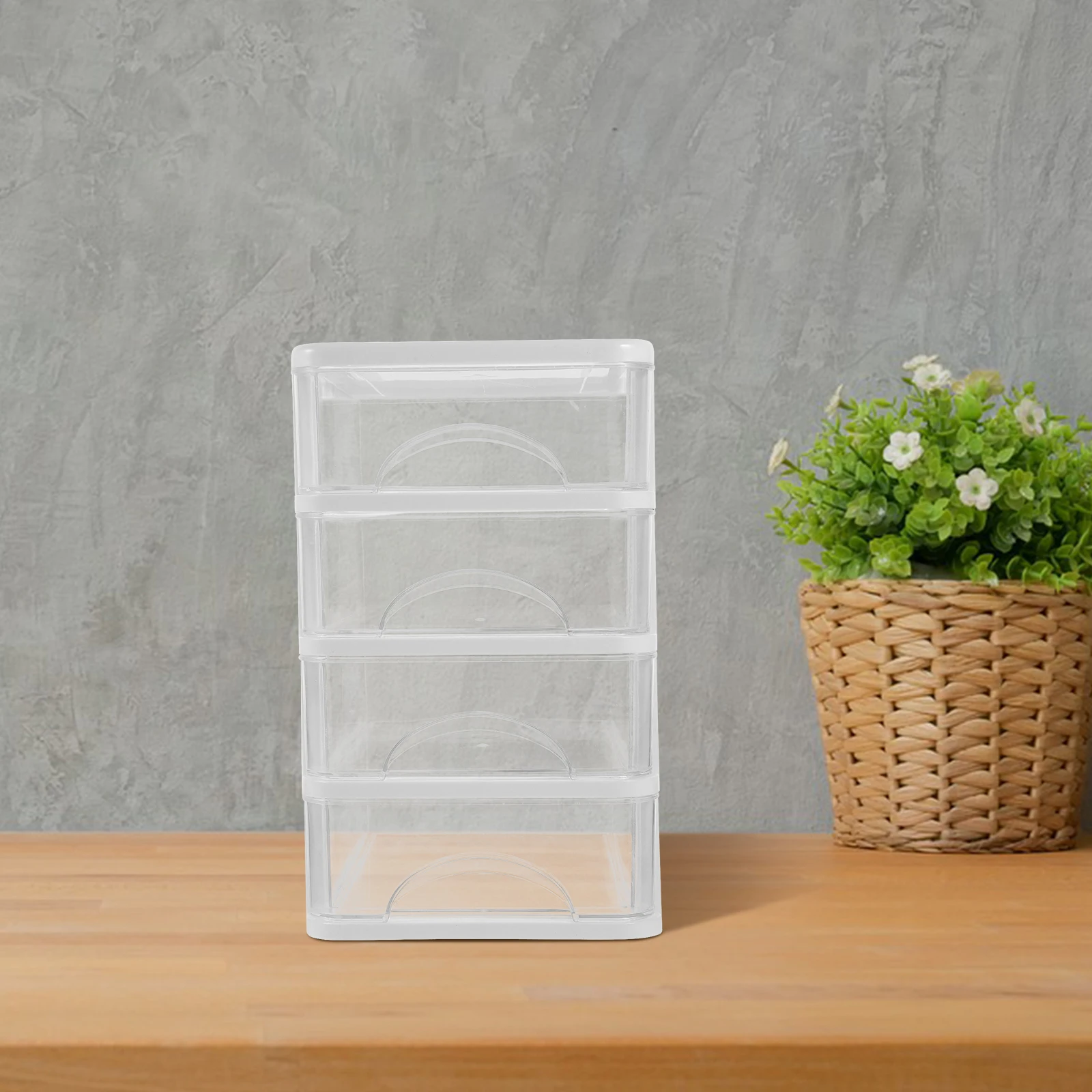 

Drawer Type Storage Box 3 Layers Blue Transparent Desk Organizer Stationery Holder Tabletop Supplies Container
