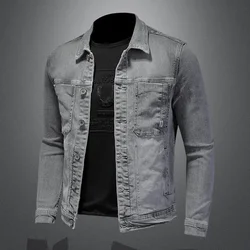 2024 Spring and Autumn New Classic Fashion Solid Color Vintage Denim Jacket Men's Casual Loose Comfortable High Quality Coat