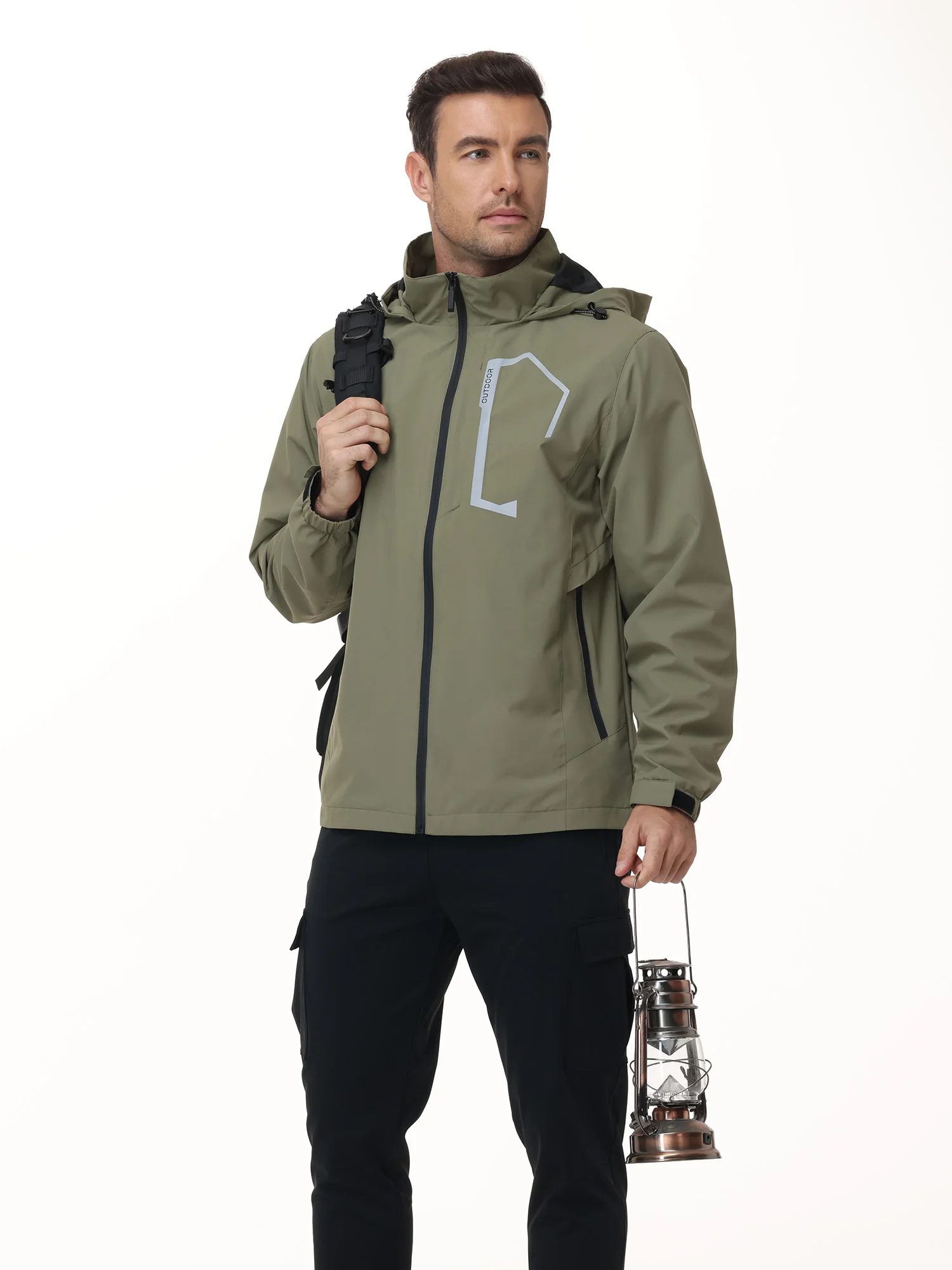 Sommer Herren Outdoor-Jacke Wasserdichte Regenjacke, Dünne Regenjacke mit Mehreren Taschen für Camping Wandern Radfahren Angeln – Detail 35