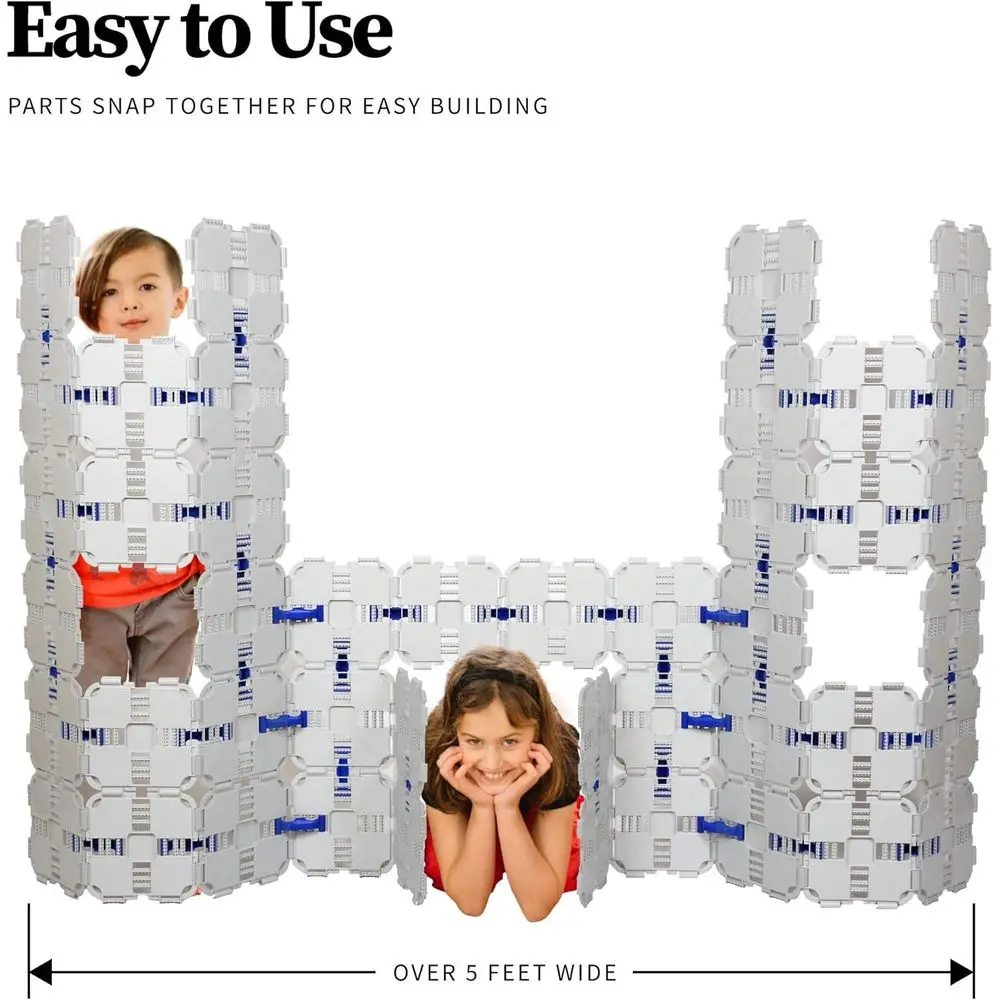 مجموعة مكعبات بناء رمادية جامبو للأطفال - لعبة بناء القصن 90 قطعة