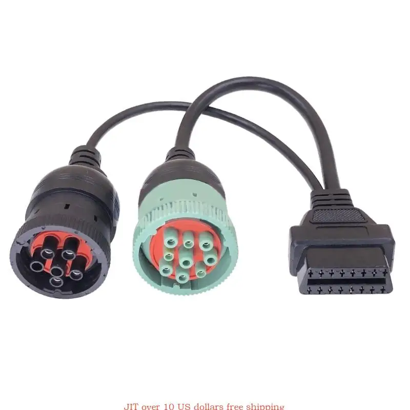 9 Pin and 6 Pin Y-Cable to OBD 2 Extension Splitter 9 Pin J1939 & 6Pin J1708 Pin Adapter,OBD2 Splitter Cable