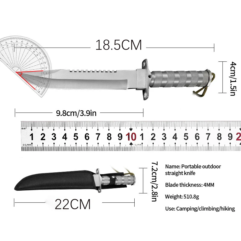 1PC Outdoor camping straight knife, high-quality knife, suitable for exploration, hunting, survival, and mountaineering