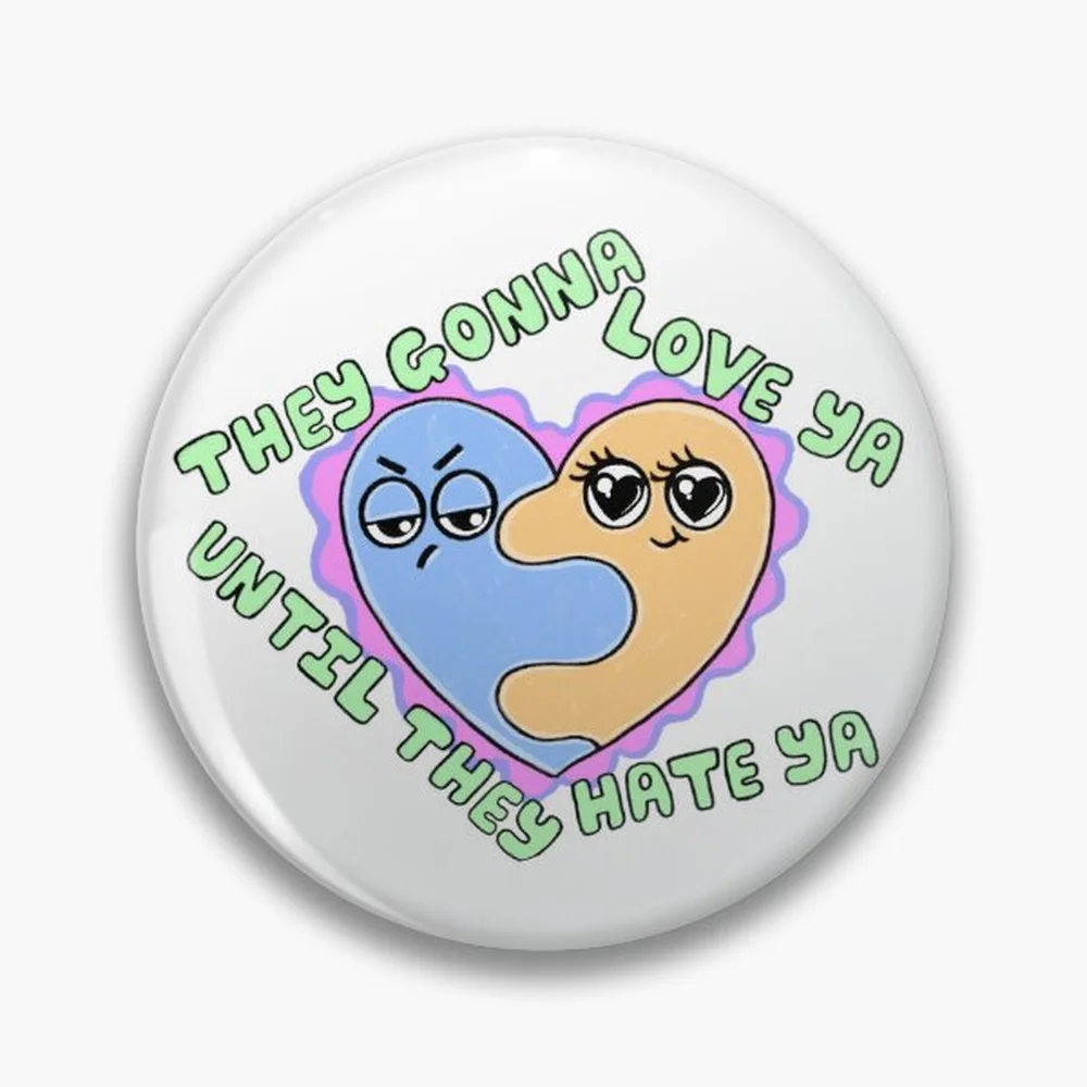 Oliver Tree Love Ya Until They Hate ya Pin Holographic Star Heart Pin Brooches Laminated Button Fashion Accessory