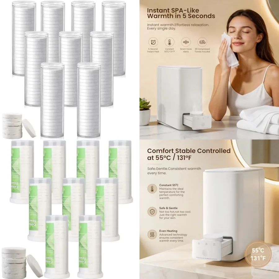 Towel Refills for Hot Towel Dispenser and Face Towel Warmers for Bathroom, Disposable Compressed Face Towels for Smart Hot Face