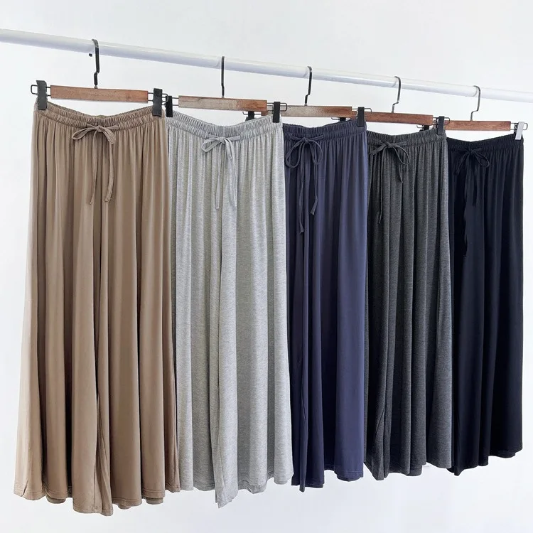 

Elegant Modal Cotton Ankle Pant Women, Loose Oversized Casual Straight Wide Leg Pants For Women