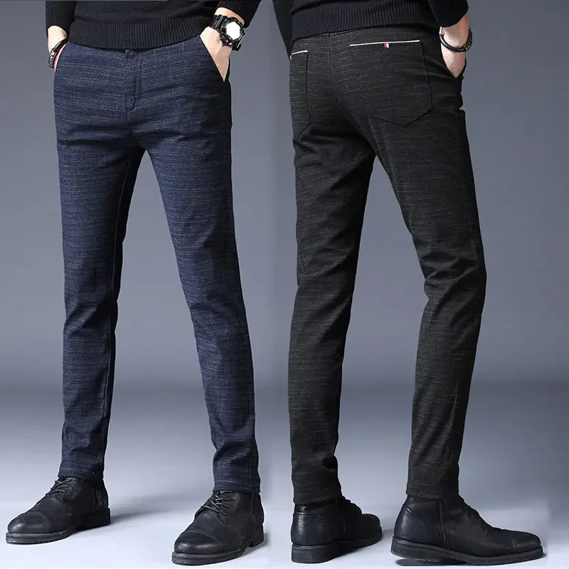 Pantaloni da uomo KUBRO pantaloni da lavoro Casual da ufficio pantaloni da lavoro in cotone di alta qualità per uomo pantaloni da uomo dritti Slim Fit