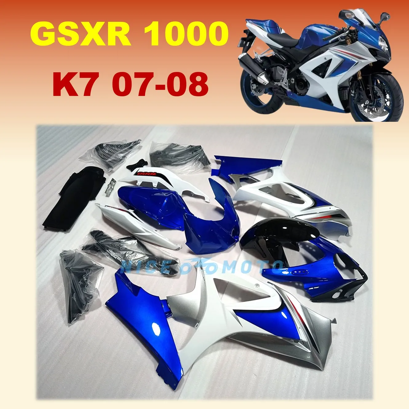 

New ABS Plastic Shell Motorcycle Fairing Kits Fit For GSX-R1000 GSXR1000 07 08 GSXR 1000 2007 2008 K7 Bodywork Set Custom