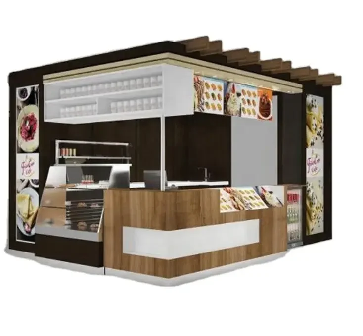 

Movable Mobile Commercial Street Outdoor Stands Ordering Coffee Drink Fast Food Container Kiosk for Sale