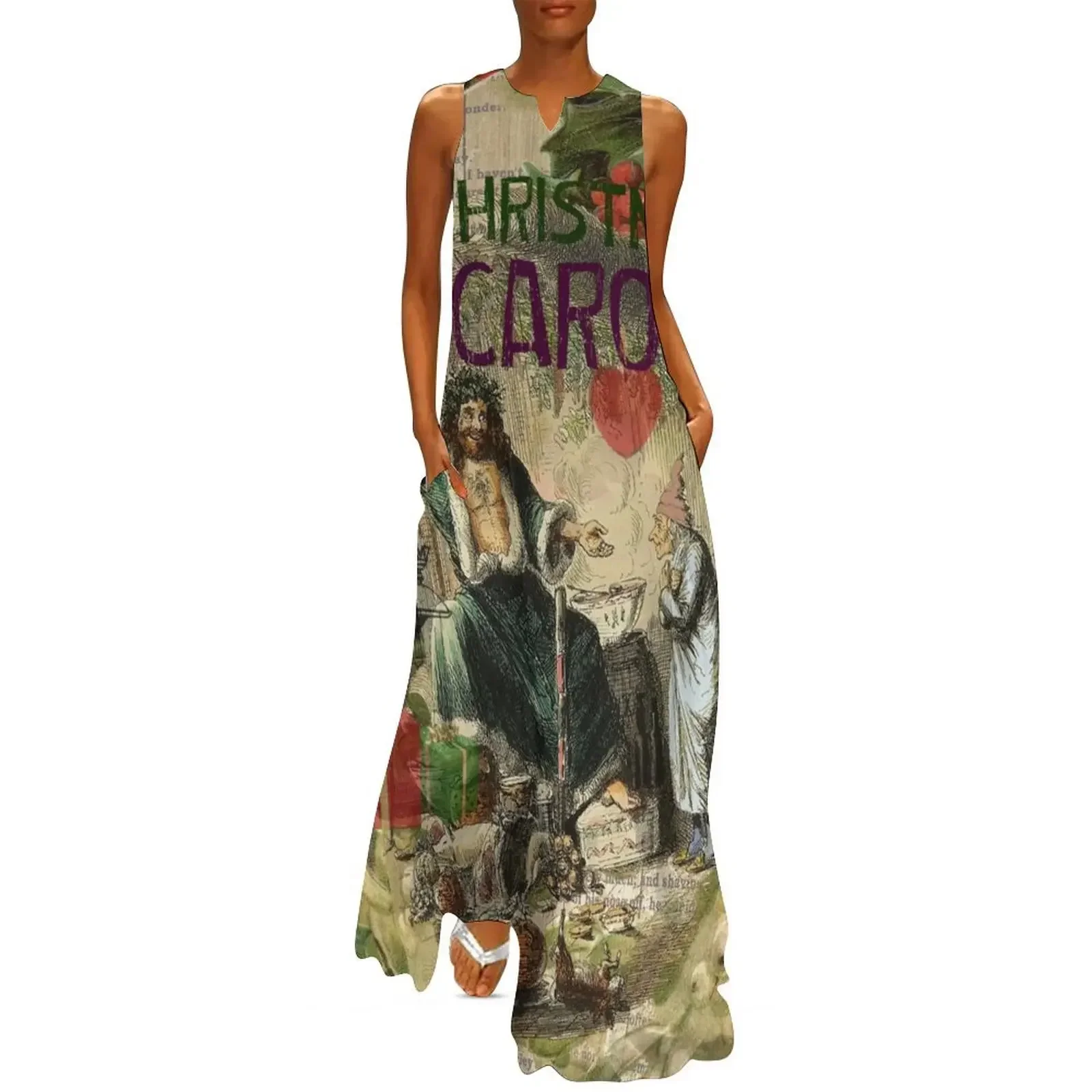 

Scrooge Christmas Carol Victorian Ghost Holiday Art Print Long Dress Women's evening dress birthday dress Clothing female