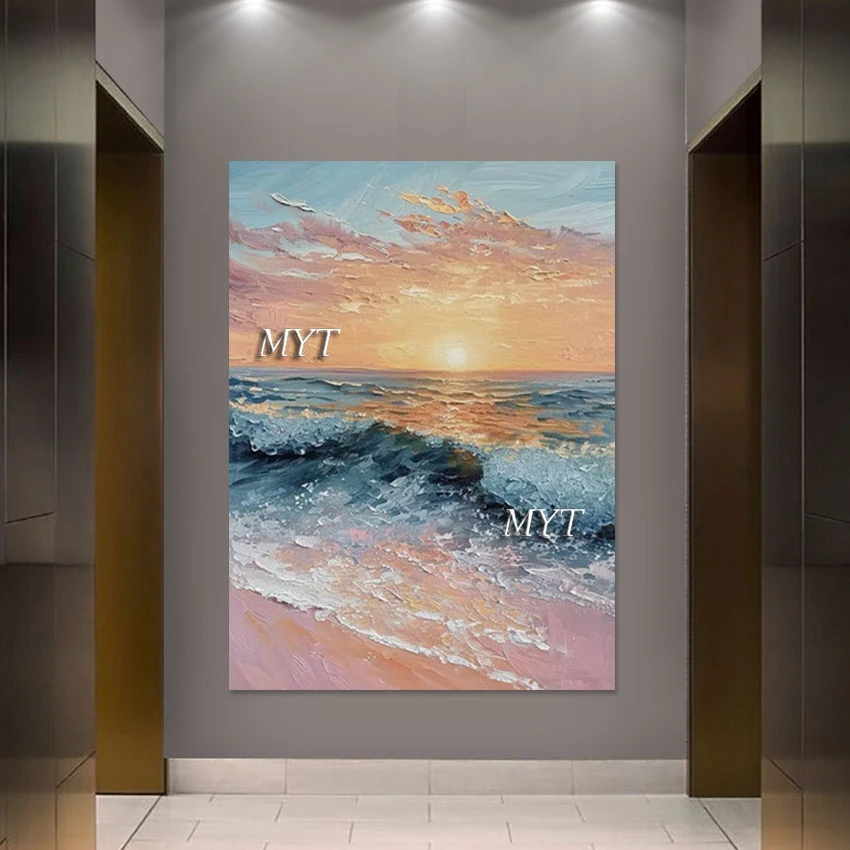 

Showpiece For Home Decoration Beautiful Sunrise At Sea Abstract Landscape Oil Painting Quality Artwork Wall Picture For Bedroom