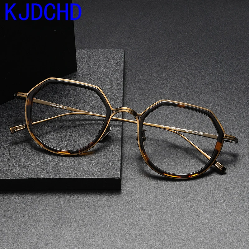 

2024 Acetate Titanium Glasses Frame Men Women Simple Retro Polygon Prescription Eyeglasses Frames Myopia Male Optical Eyewear