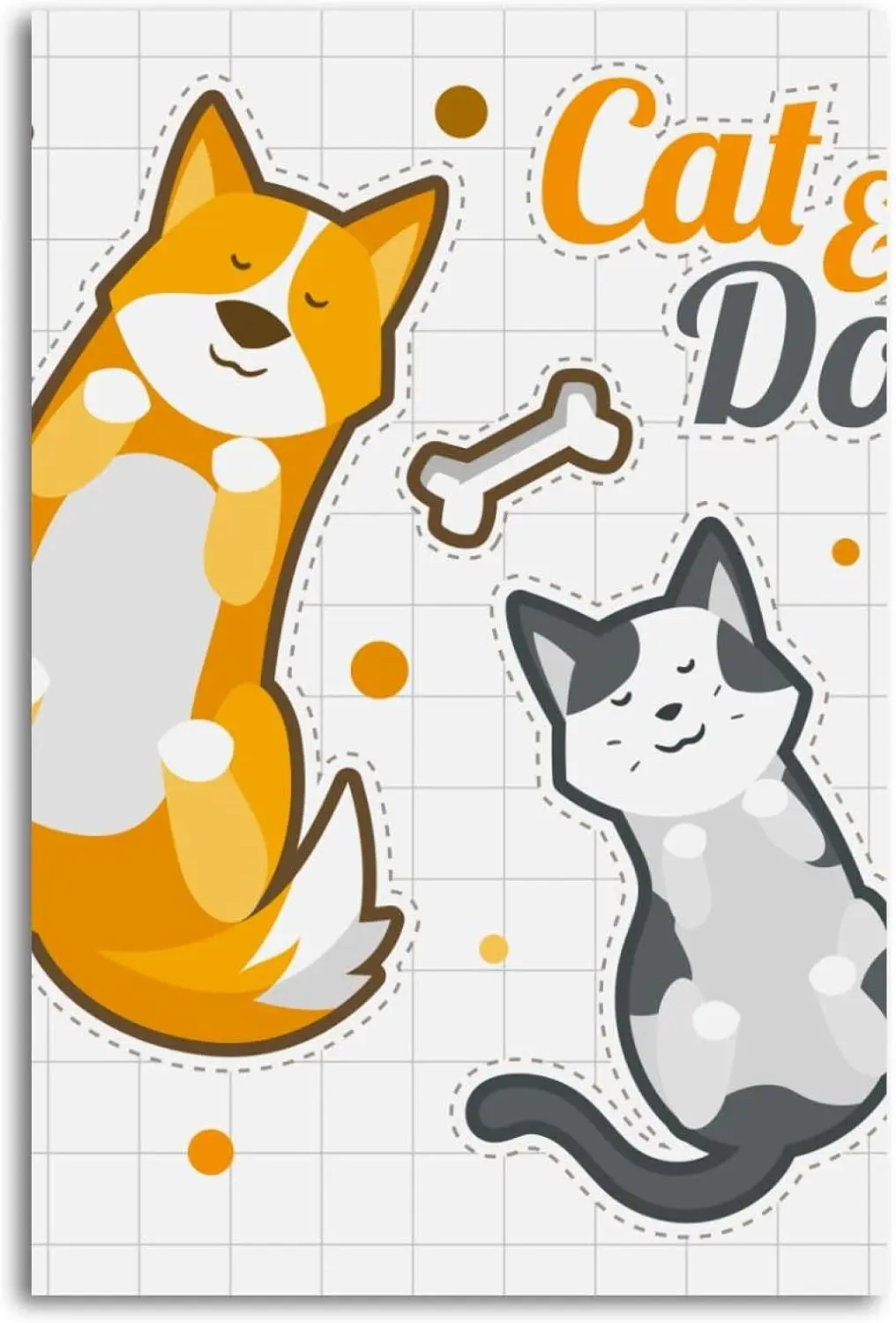 Metal Tin Signs Cat and Dogs Sleep Funny Stickers Sign Vintage Wall Decor Tin Sign Plaque for Home Cafes Office Store Pubs Club