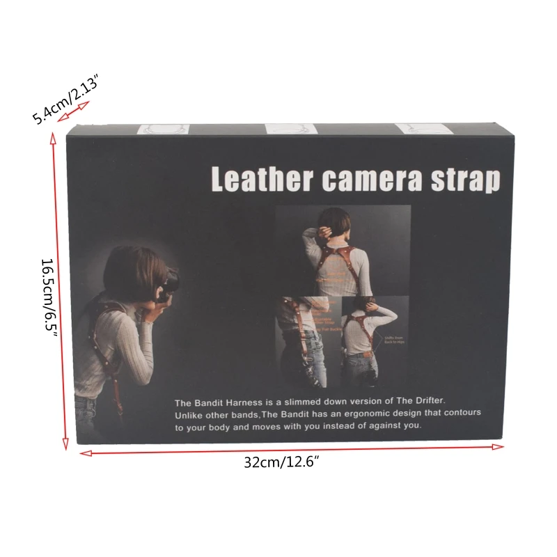 Camera Strap Photography Accessories for Two Cameras  Dual Shoulder Leather Harness Leather Rivets Camera Suspenders