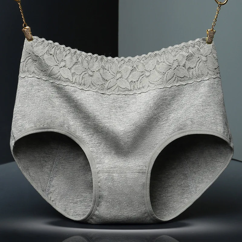 1pcs Cotton Womens Mid Waist Leak Proof Menstrual Panties Females Lace Widen Period Physiological Briefs Ventilate Comfort Panty image 2
