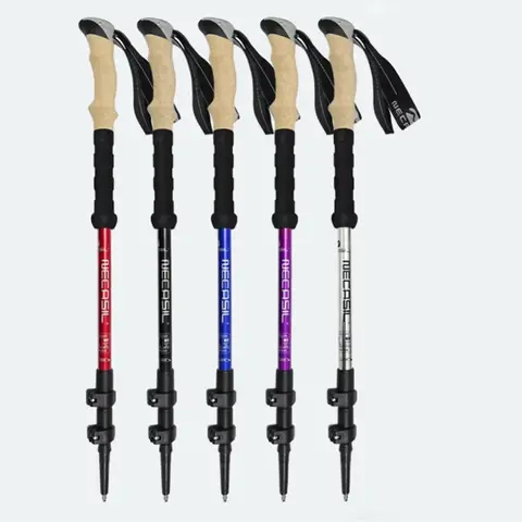 2025 새로운 2PCS 트레킹 폴 워킹 스틱 Alpenstock 텔레스코픽 초경량 프리미엄 퀵 잠금 하이킹 지팡이로 조절 가능