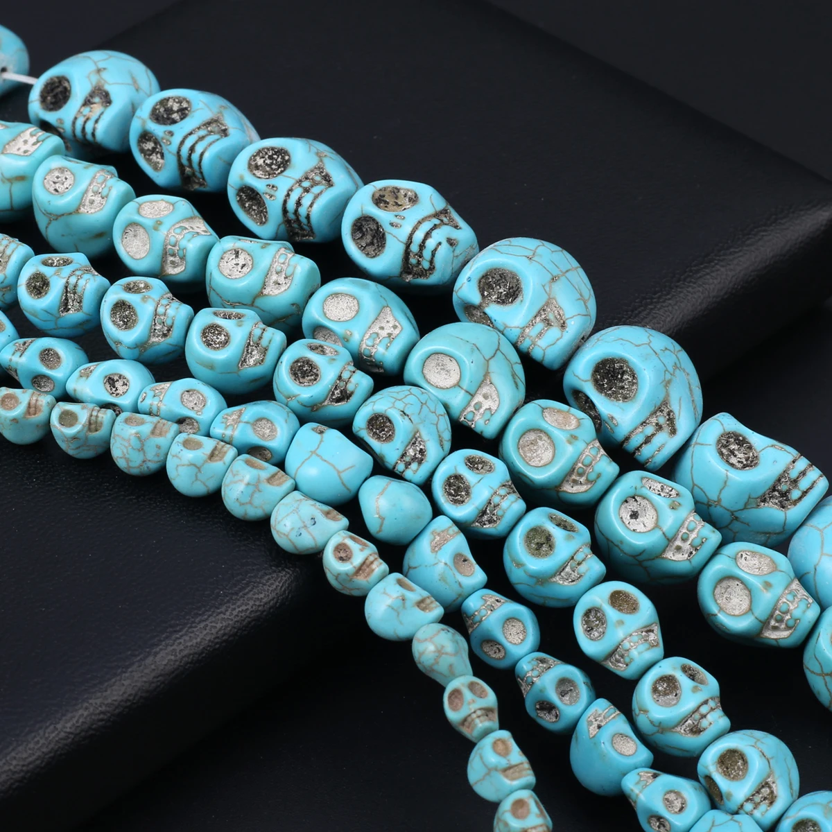 Mixcolor Carved Skull Turquoise Beads Natural Stone Howlite Semi-finished Loose Beads for Jewelry Making DIY Bracelet Earrings