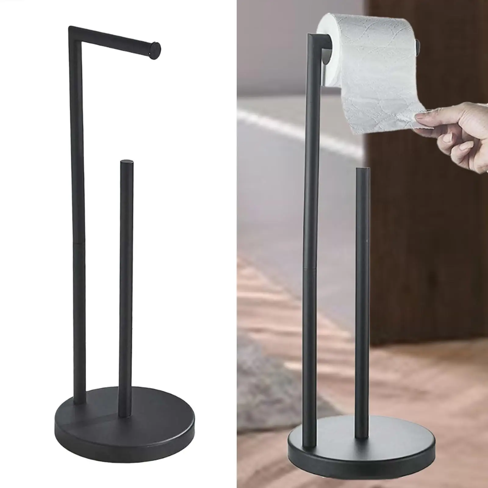 Modern Bathroom Toilet Paper Holder Stand Stainless Steel Rust Proof Stability Base Large Storage for Toilet