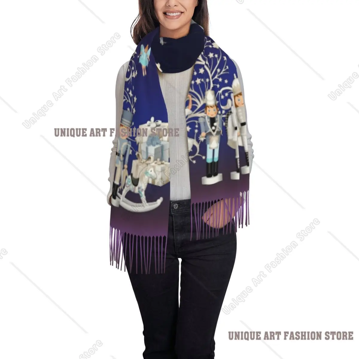 مخصص كسارة البندق عيد الميلاد الباليه المشهد شرابة وشاح المرأة شالات ناعمة يلتف الأوشحة الشتوية الإناث