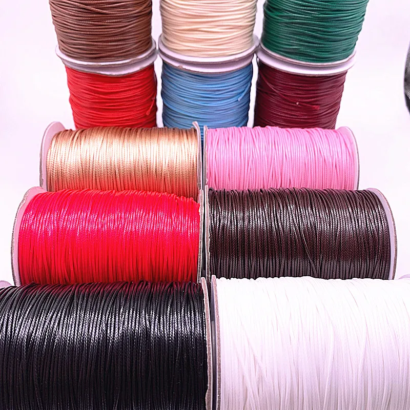 10Meters/lot 1mm 1.5mm Waxed Cotton Cord Waxed Thread Cord String Strap Necklace Rope Beads for Jewelry Making Diy