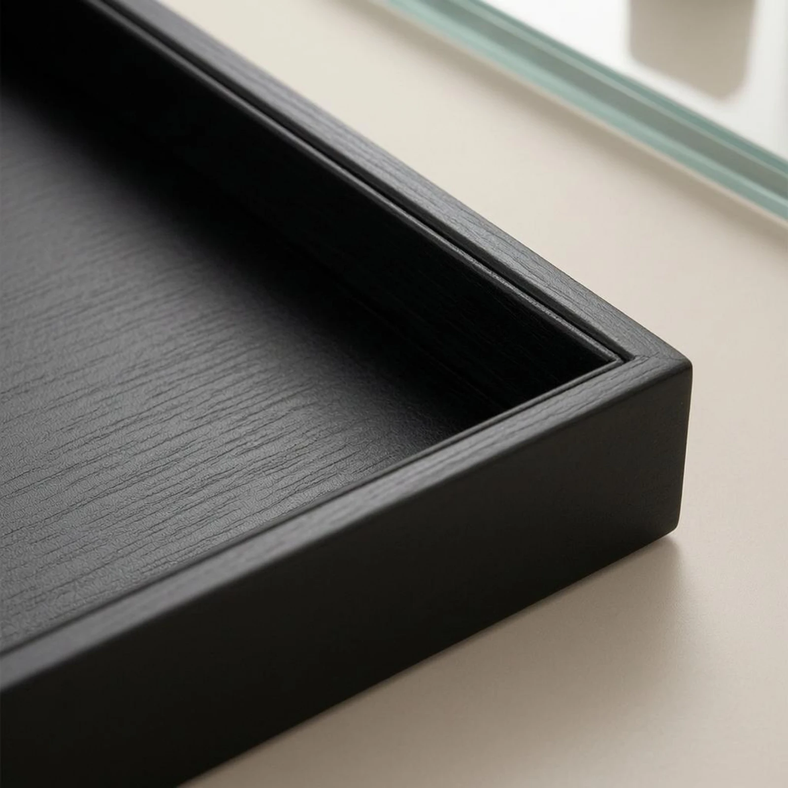 Shallow Display Tray Brushed Leather-Like Tray Leather Desk Organizer Open Top Household Storage Lightweight