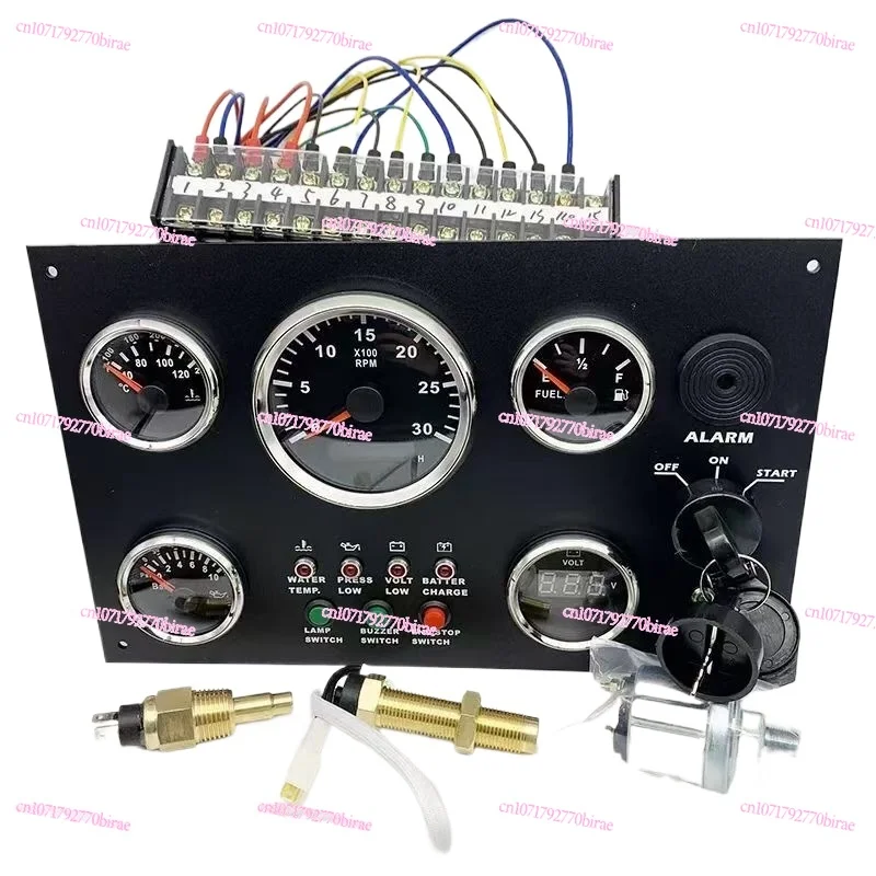 

Multifunctional Diesel Engine Gauge Marine Gauge Panel with 5 Black Gauges 12V/24v Generator Marine Car