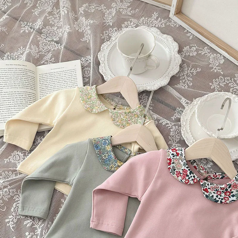 MILANCEL 0-2Y New Spring Baby Shirt Girls Cute Floral Blouse Toddler Outwear Clothes Infant Tops