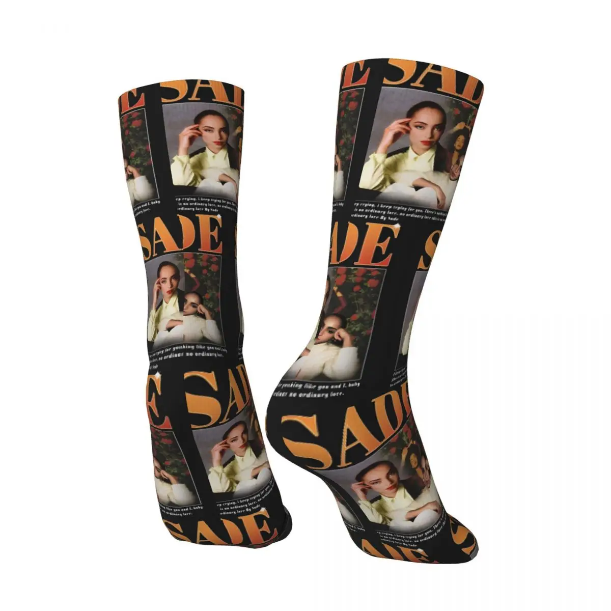 Funny Crazy Sock for Men Muscular Hip Hop Vintage Sade Happy Seamless Pattern Printed Boys Crew compression Sock Novelty Gift